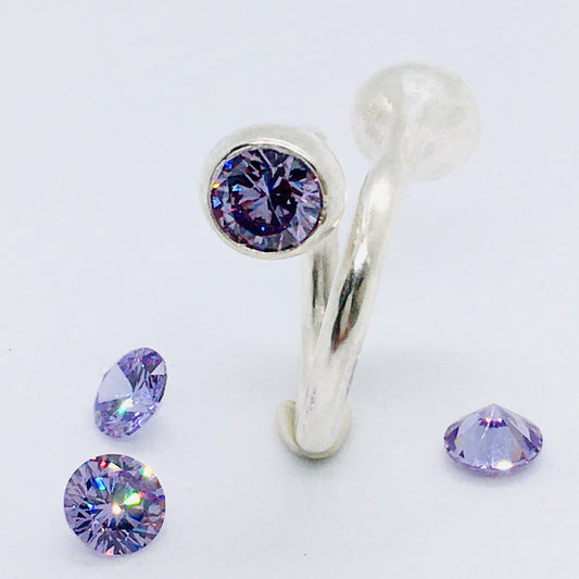 Twisted Gum Nut Ring with Lavender Cubic Zirconia