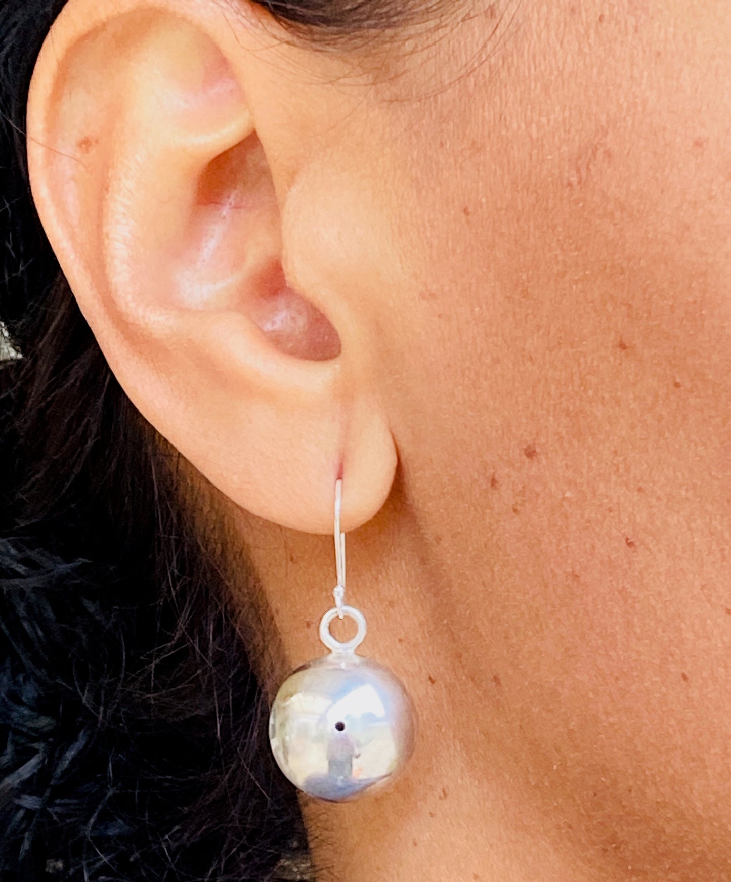 Round Disc Sterling Silver Earrings