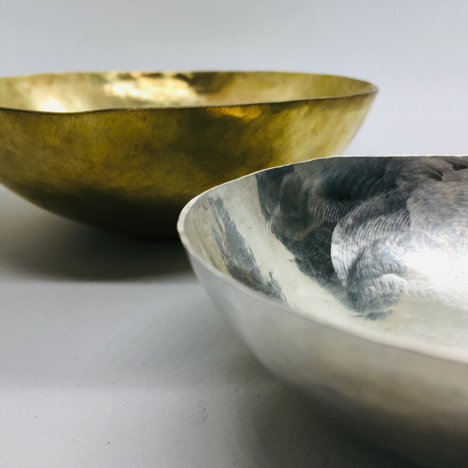 Hand wrought hammered silver bowl