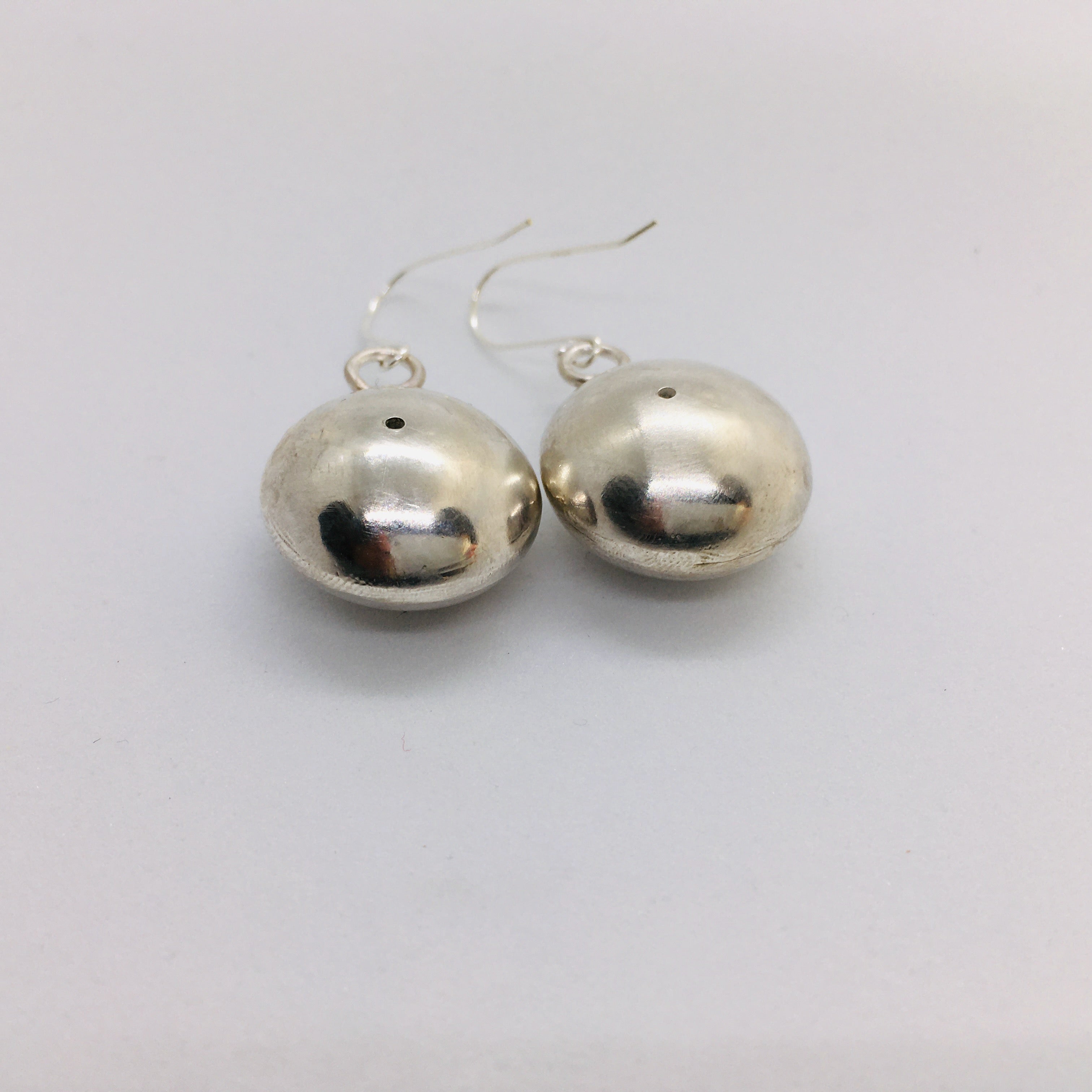 Round Disc Sterling Silver Earrings
