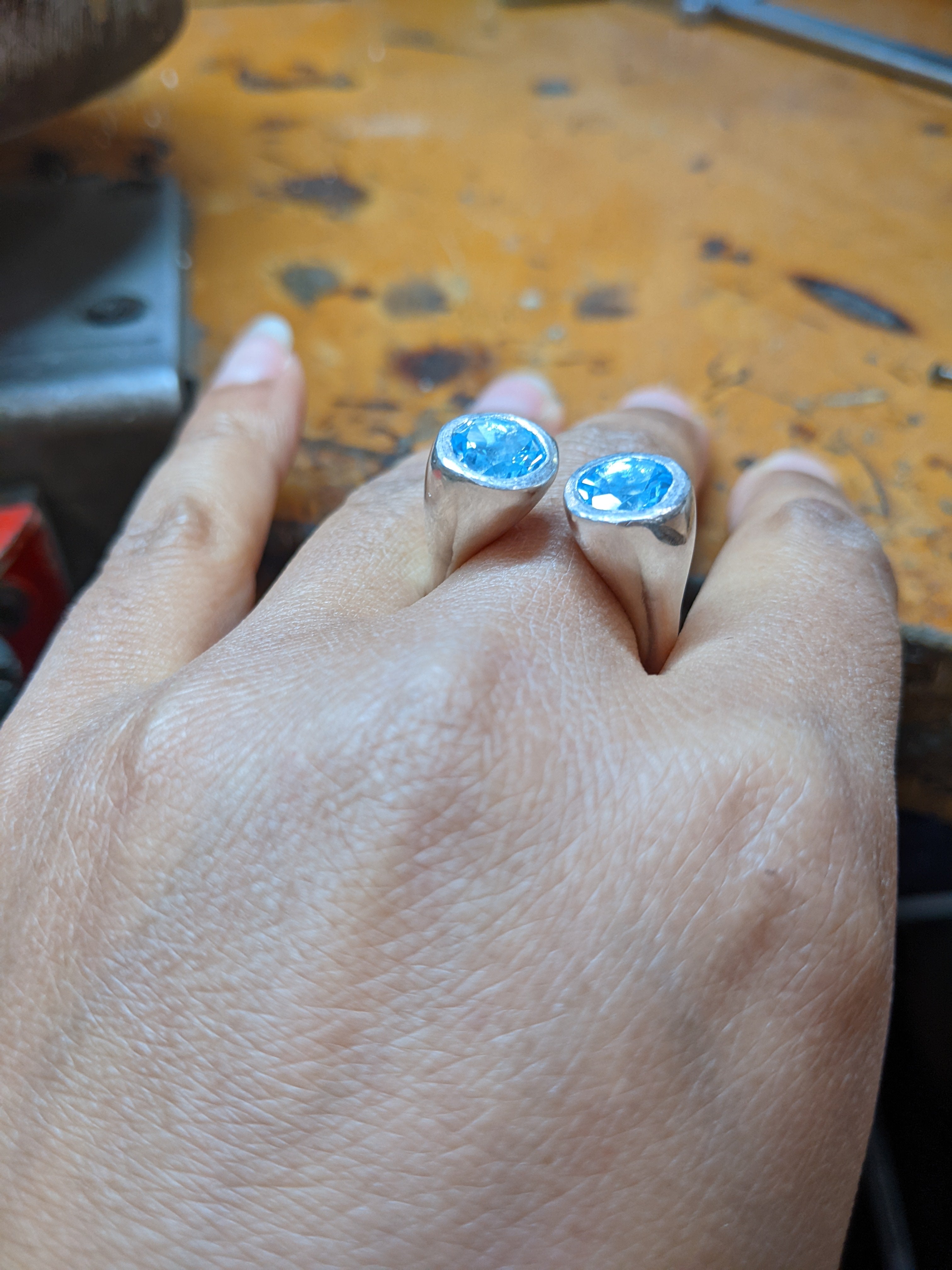 Gum Nut Sterling Silver Ring with Blue Topaz