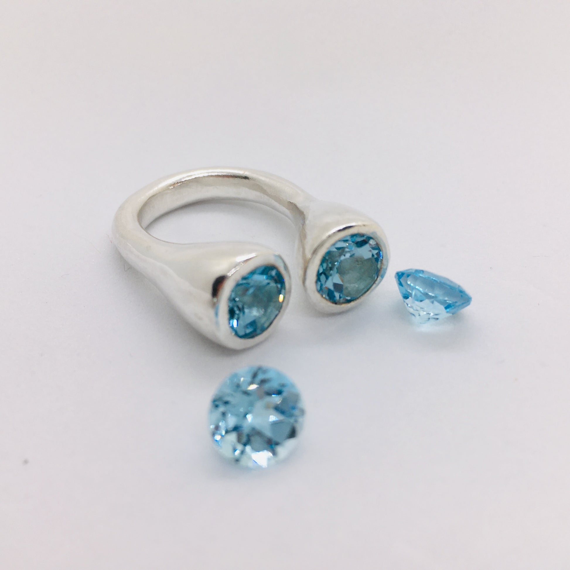 Gum Nut Sterling Silver Ring with Blue Topaz