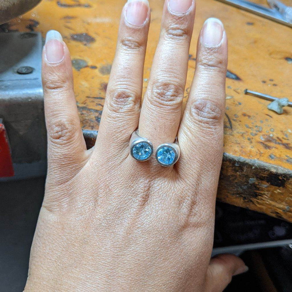 Gum Nut Sterling Silver Ring with Blue Topaz