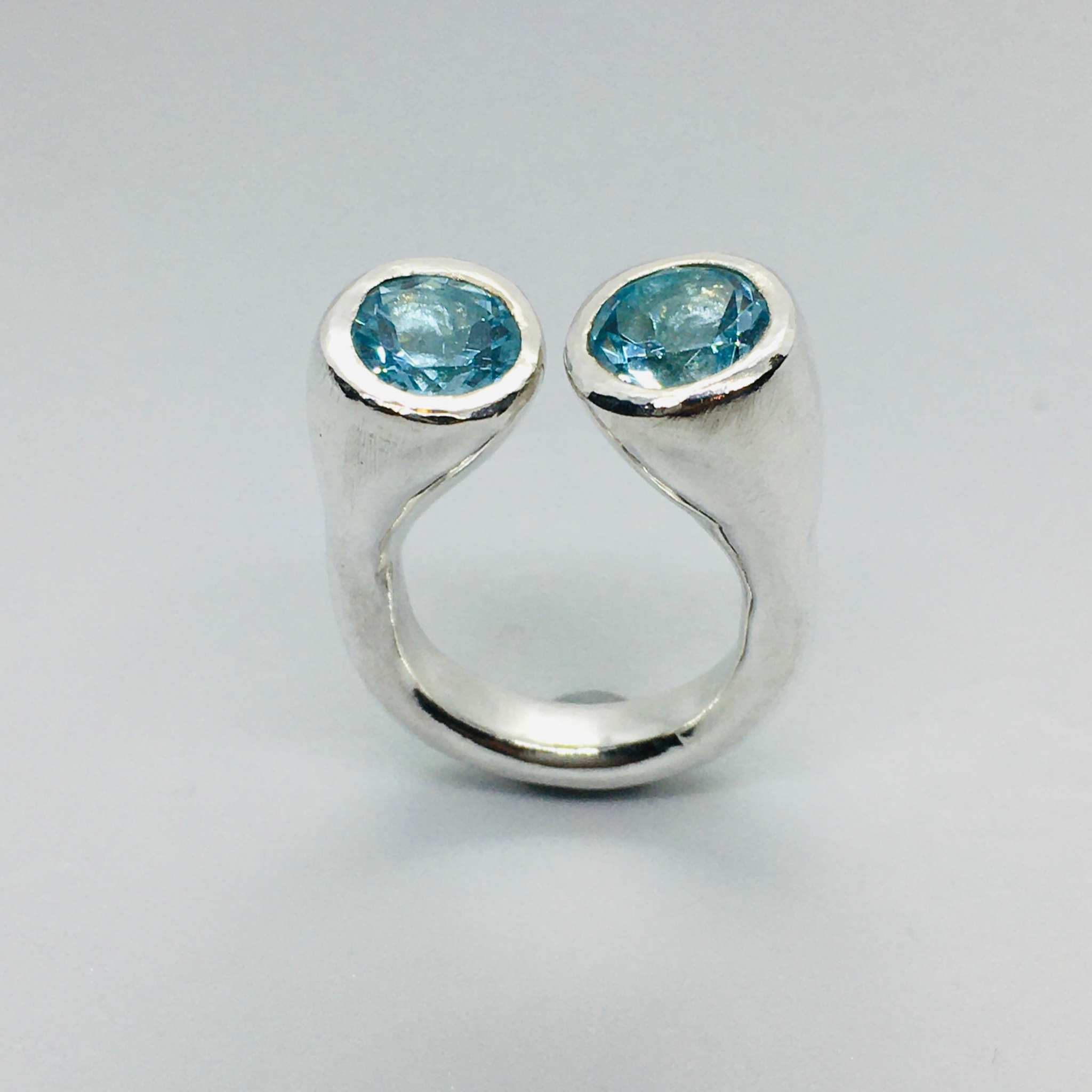 Gum Nut Sterling Silver Ring with Blue Topaz