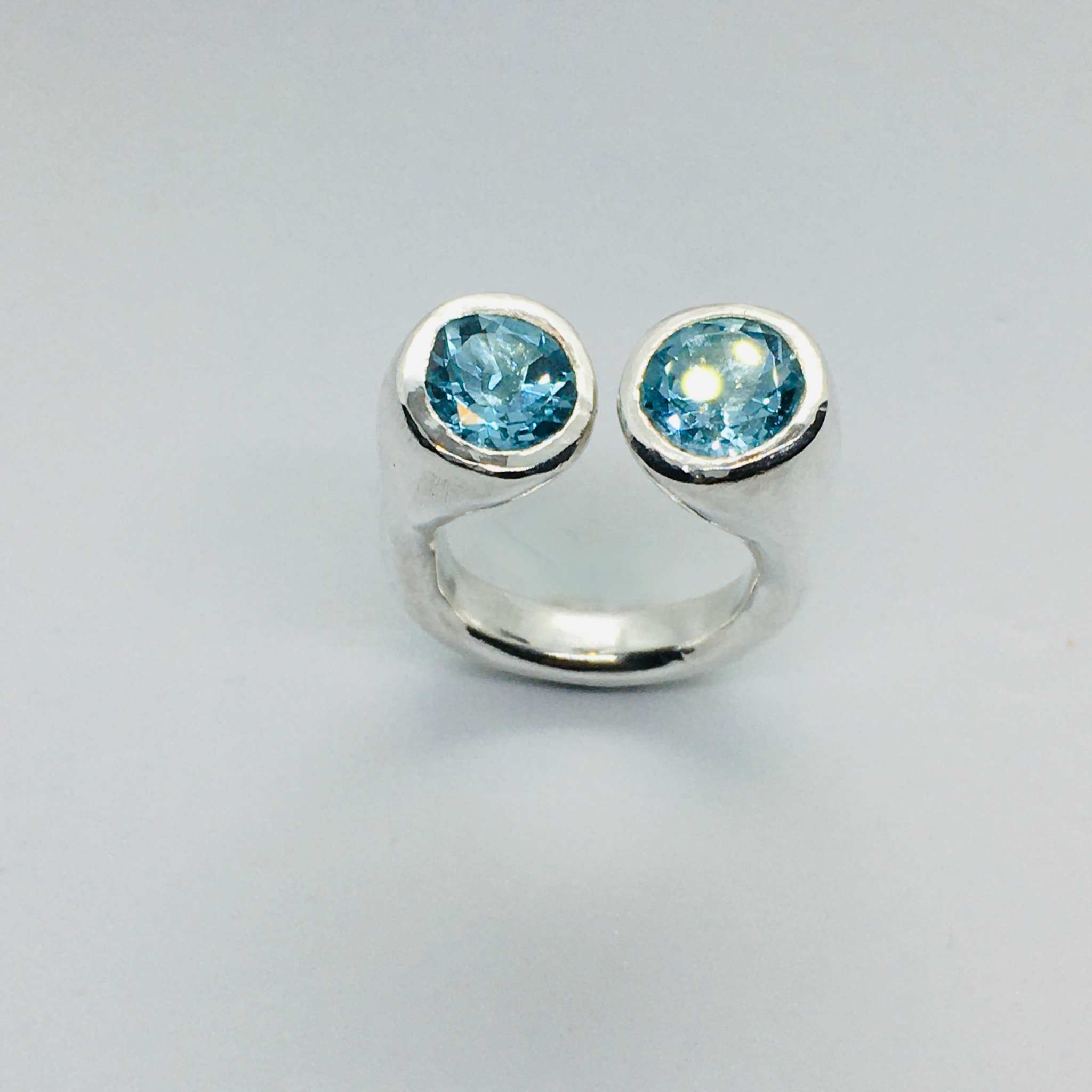 Gum Nut Sterling Silver Ring with Blue Topaz