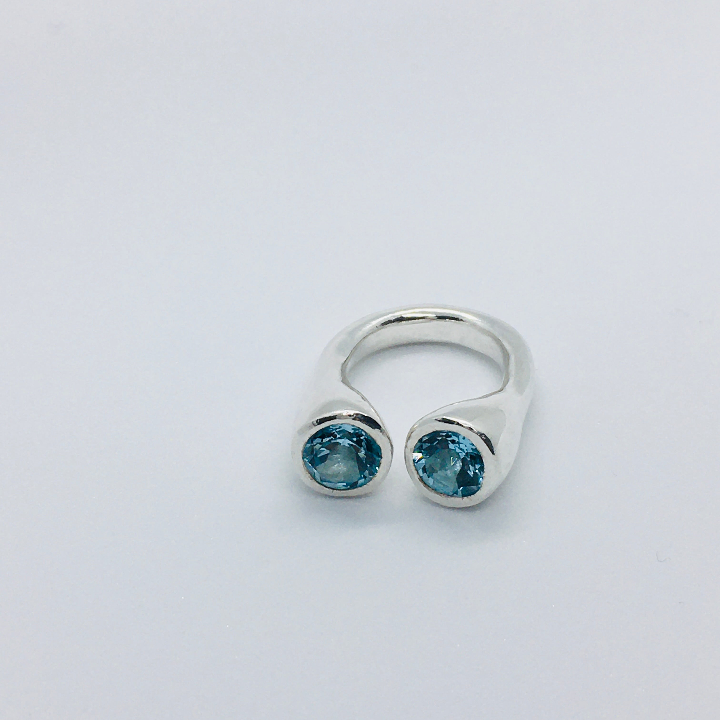 Gum Nut Sterling Silver Ring with Blue Topaz