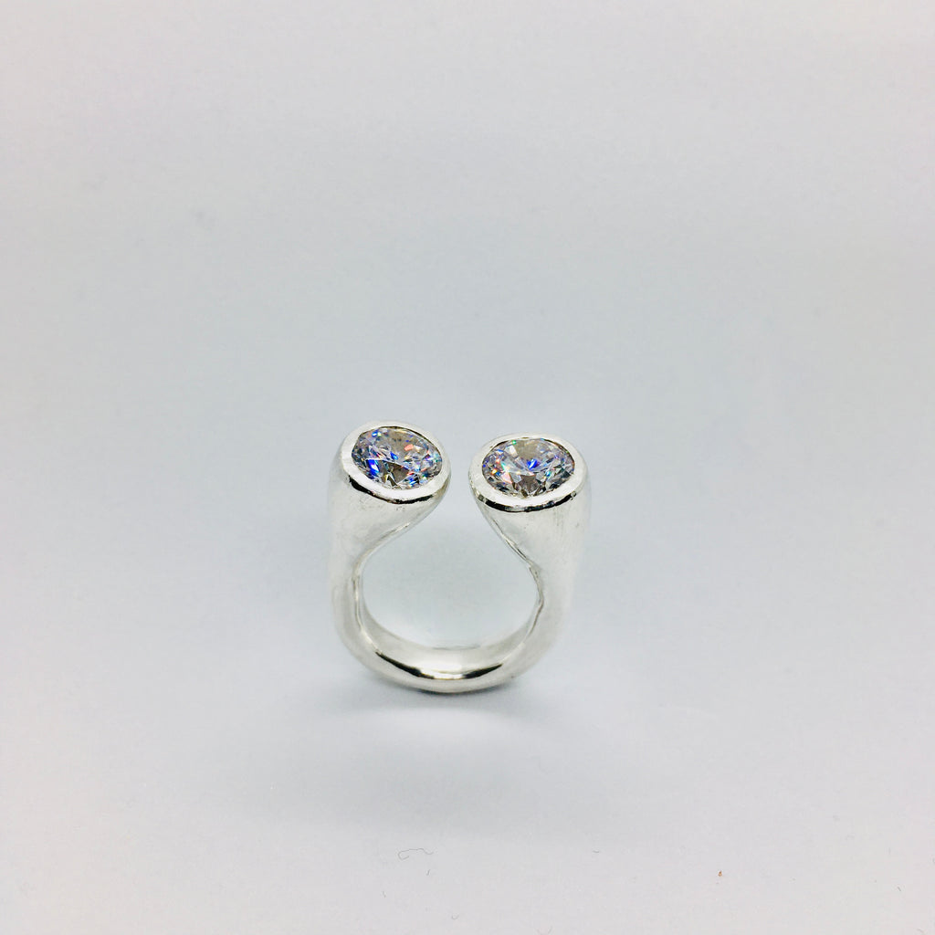 Gum Nut Ring Cubic Zirconia Upright Front on