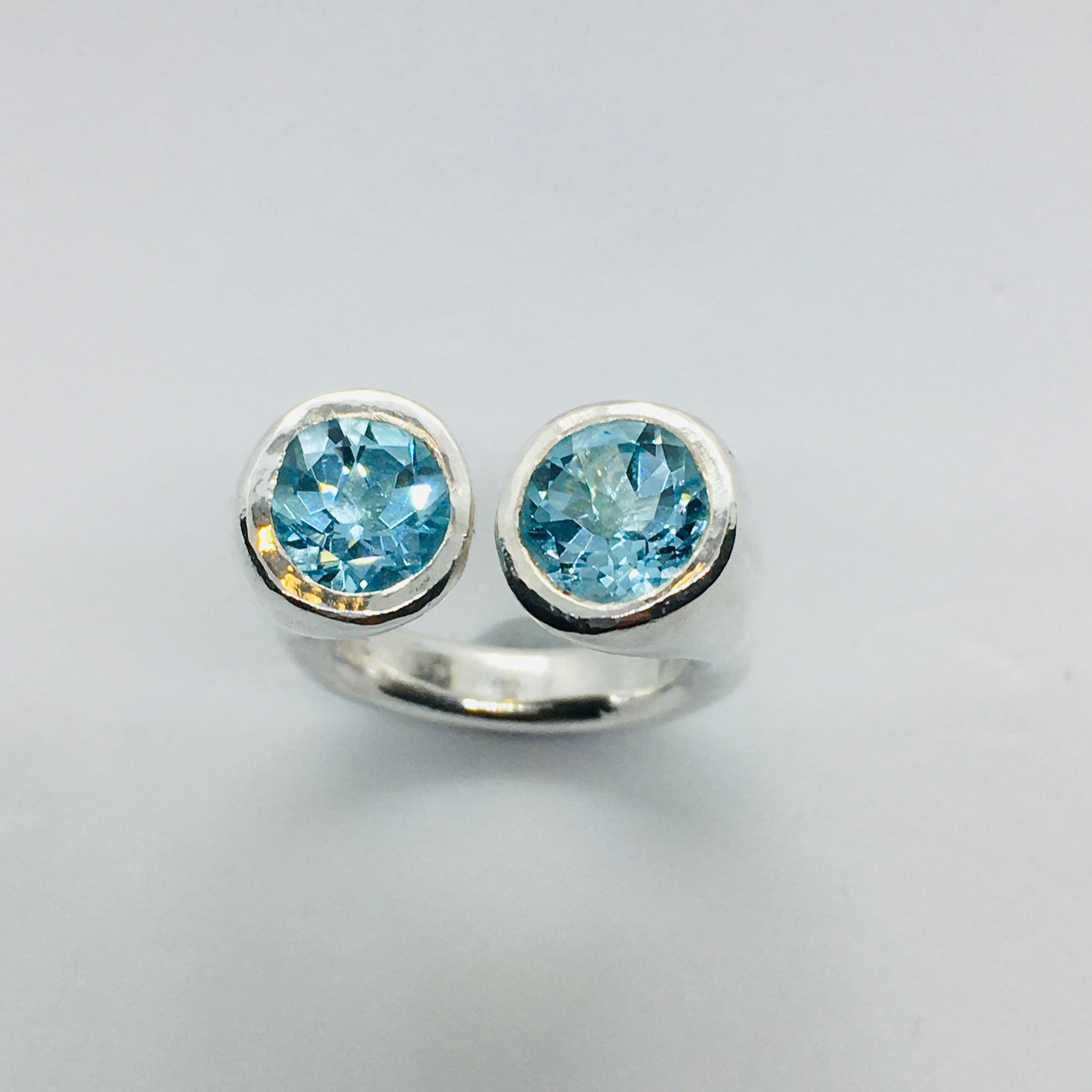 Gum Nut Sterling Silver Ring with Blue Topaz