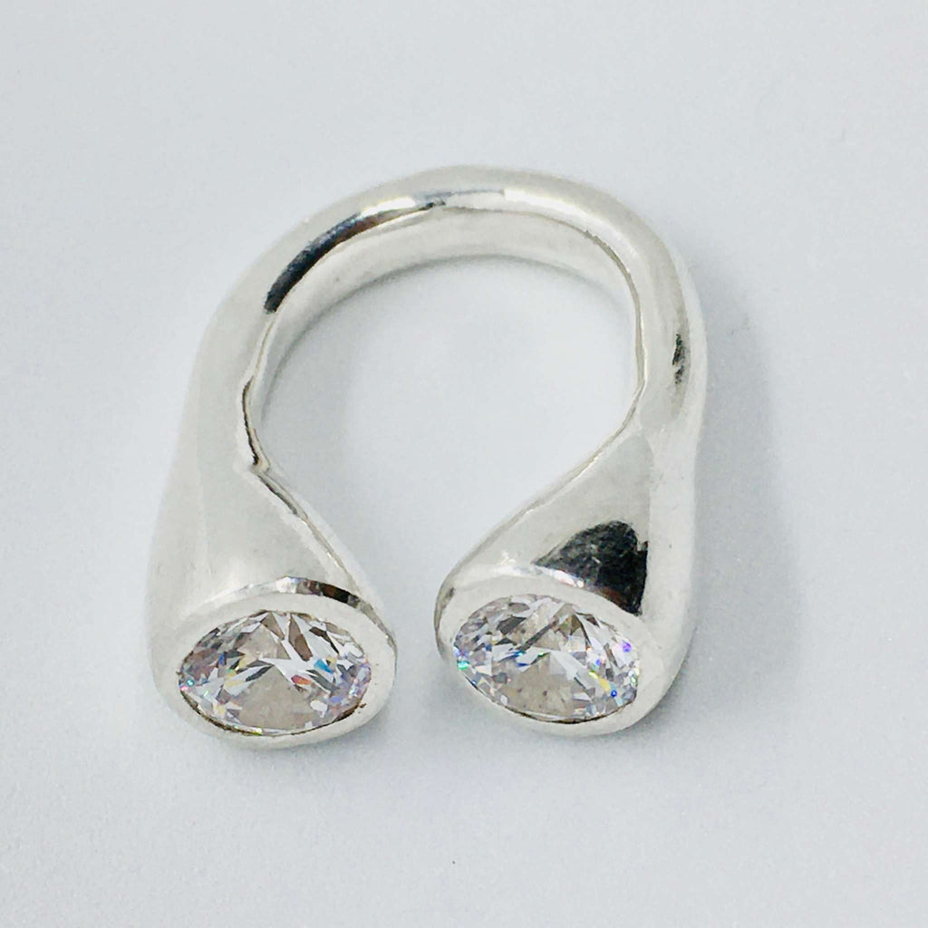 Gum Nut Ring with Cubic Zirconia 8mm Laying down flat