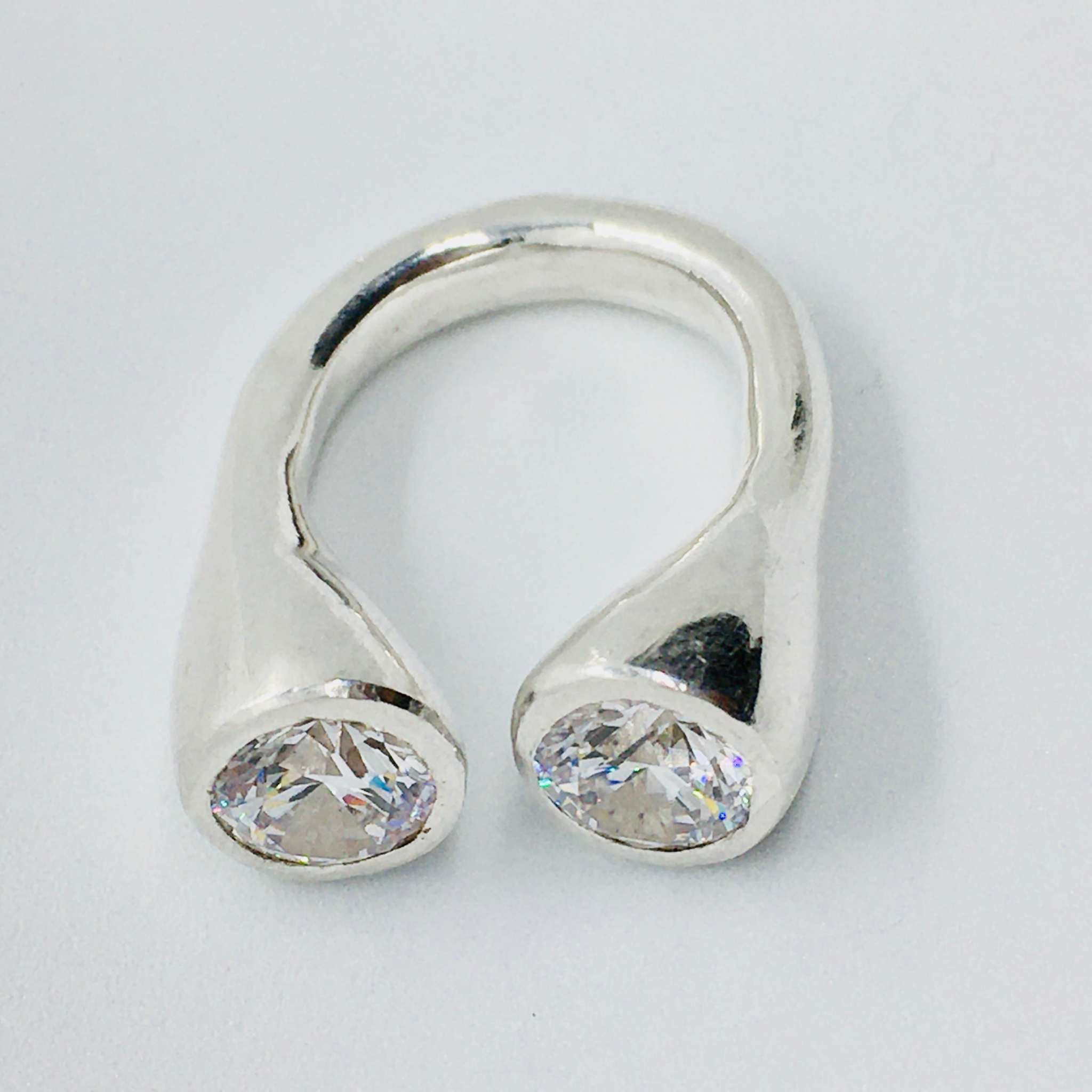 Gum Nut Ring with Cubic Zirconia 8mm Laying down flat