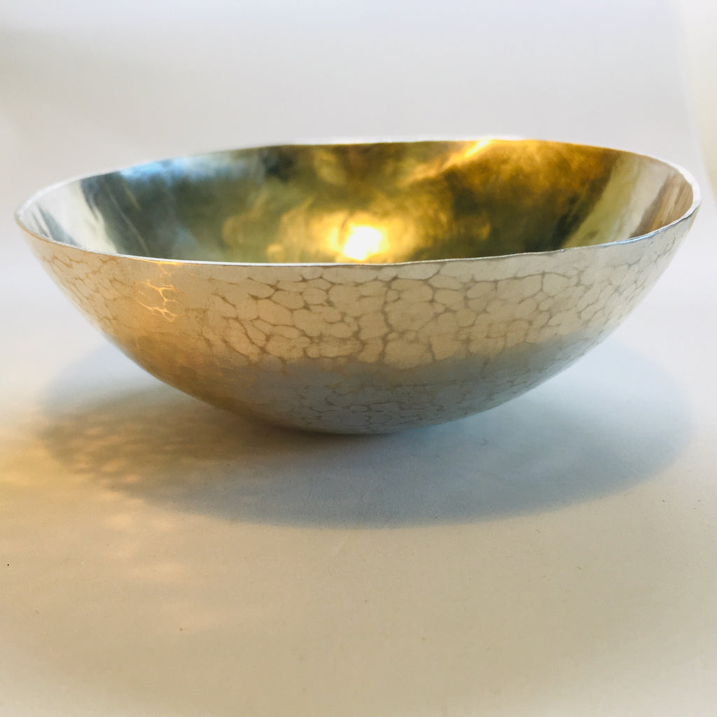 Hand Wrought Hammered Solid Silver Bowl