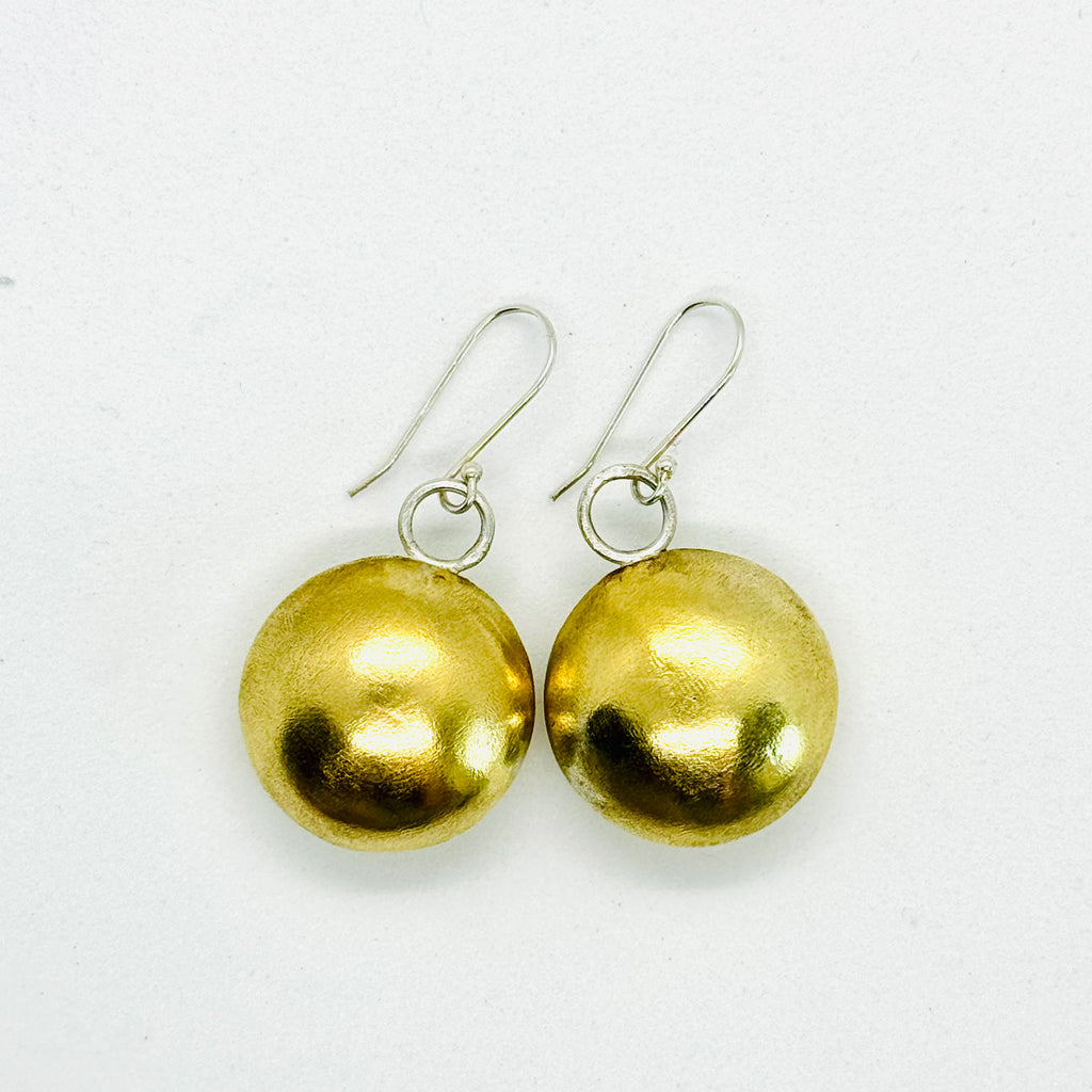 Round Disc Polished Brass Earrings