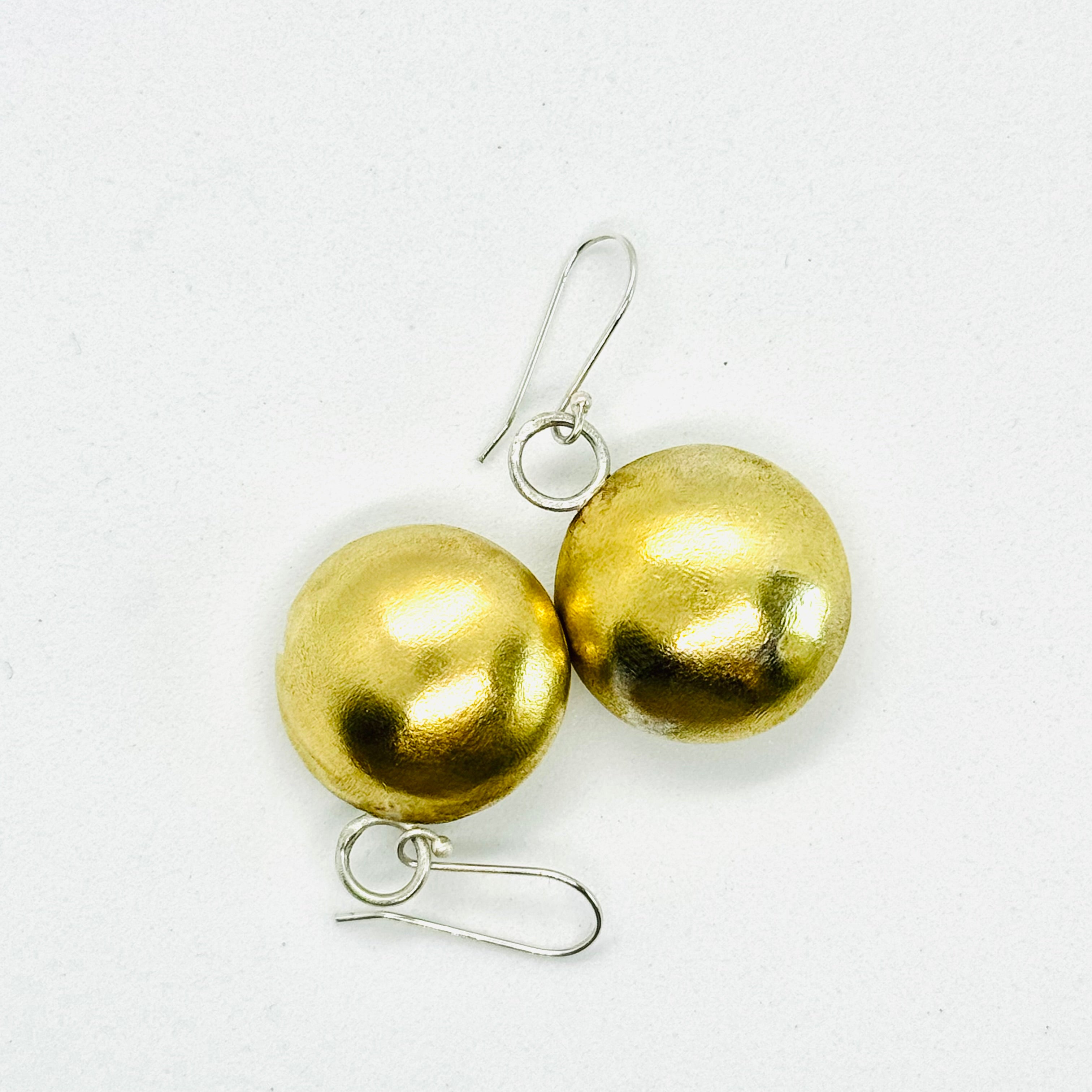 Round Disc Polished Brass Earrings