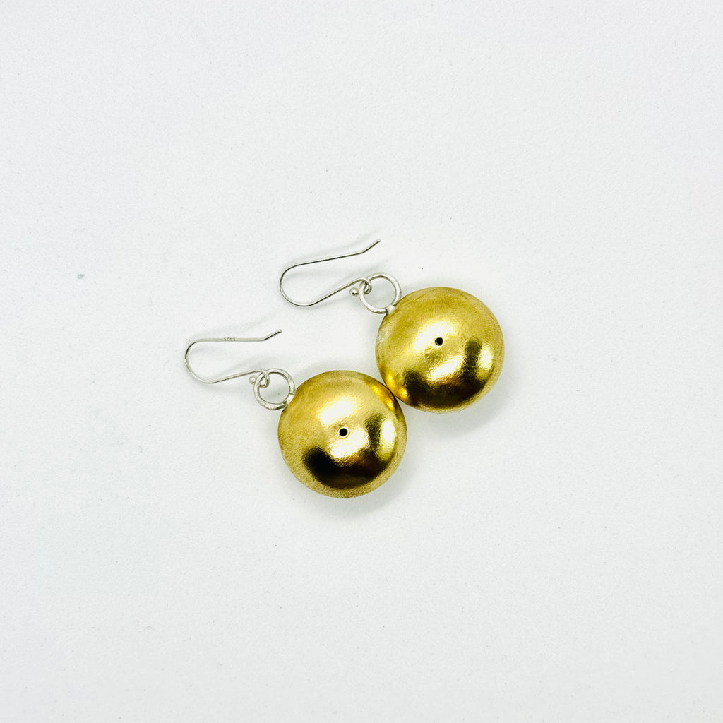 Round Disc Polished Brass Earrings