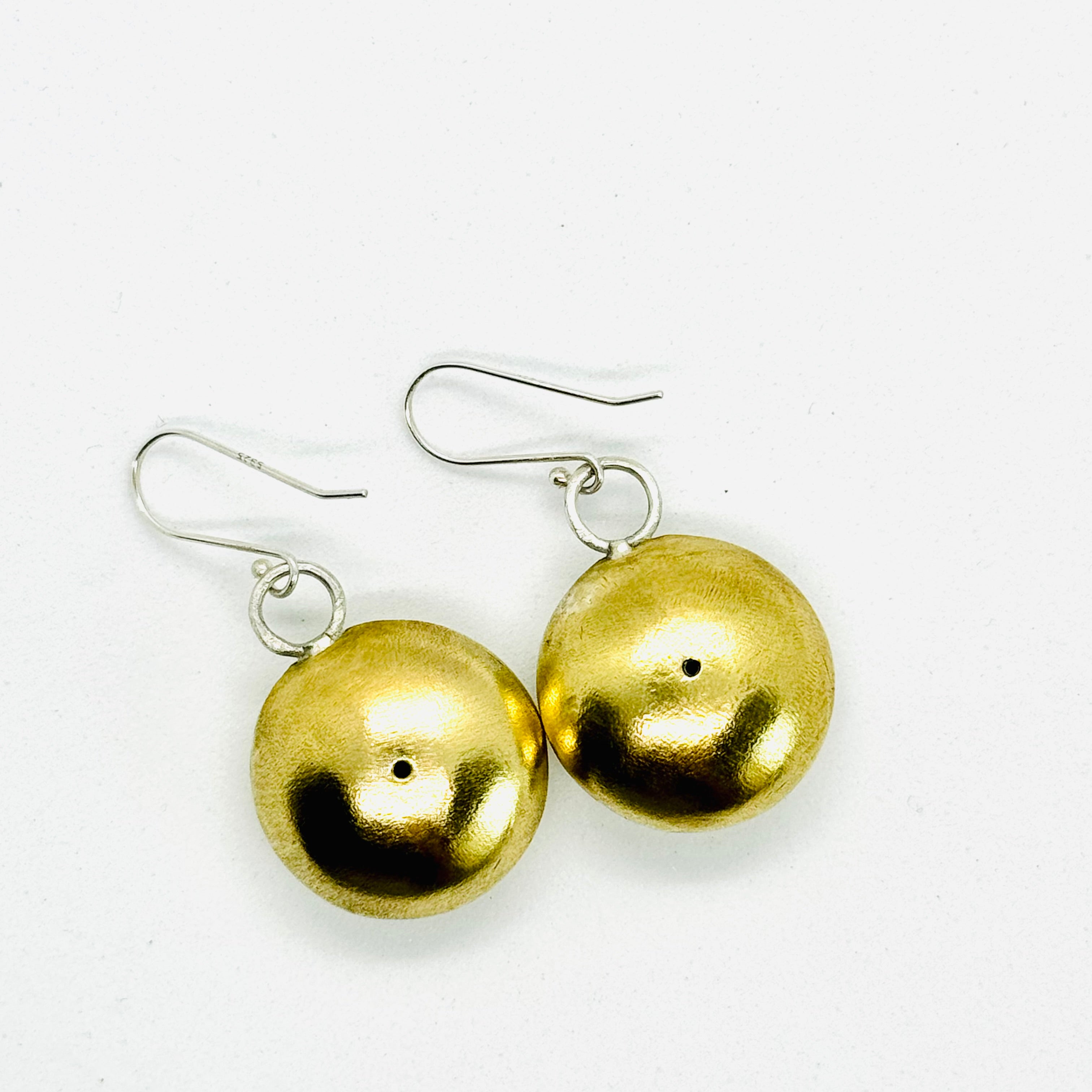 Round Disc Polished Brass Earrings