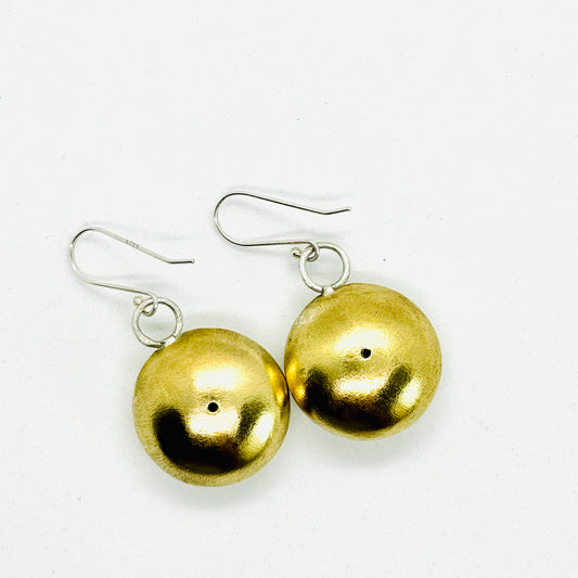 Round Disc Polished Brass Earrings