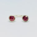 Crescent Stone Sterling Silver Ring with Ruby Red Zirconias