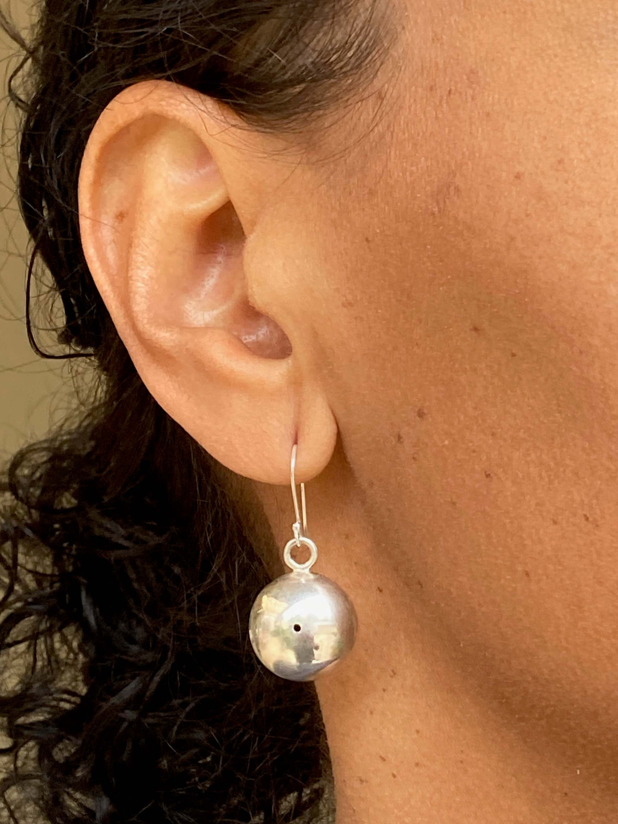 Round Disc Sterling Silver Earrings