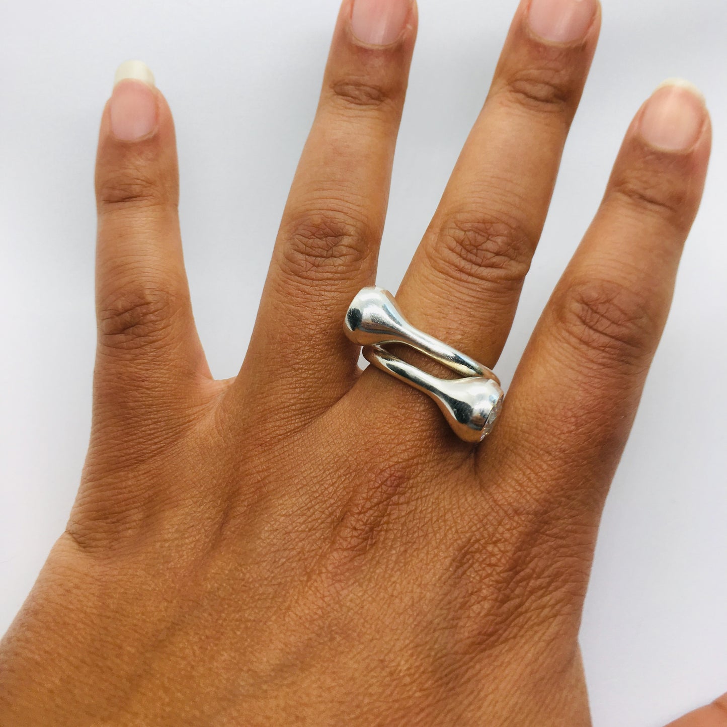 Twisted Gum Nut Ring on Hand Top View by Rahaima.com